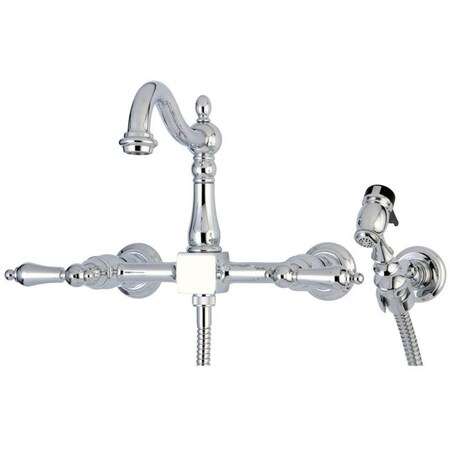 Kingston Brass Kingston Brass KS1261ALBS Wall Mount Kitchen Faucet with Brass Sprayer; Chrome KS1261ALBS